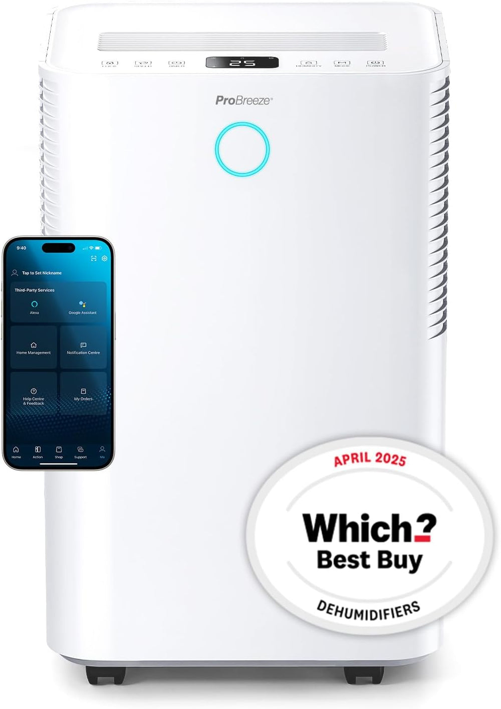 20L Dehumidifier with WiFi, Smart App Control, Auto Humidity Sensor, 24-Hour Timer, Laundry Drying Function White