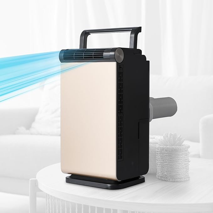 3-in-1 Personal Portable Air Conditioner, Fan & Dehumidifier — Windowless, 1,000 BTU, LED Display, Timer, Dual Exhaust